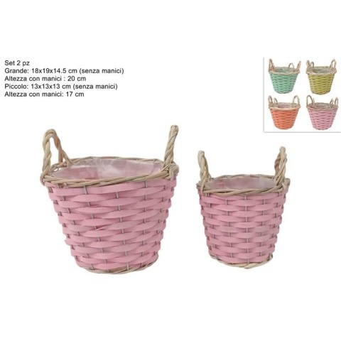 CESTINI TONDI C MANICI SET 2 PZ 4 COL.